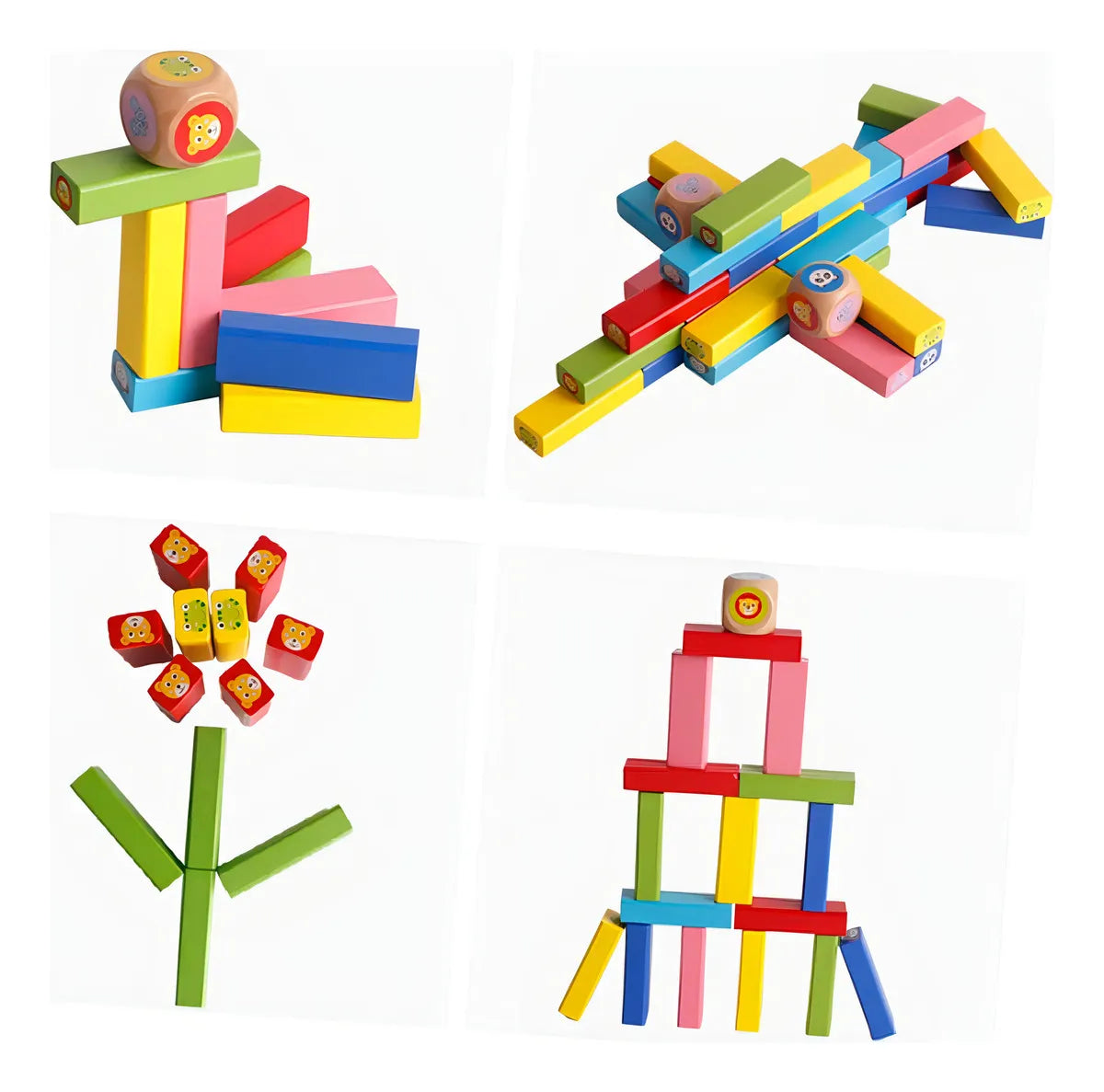 Jenga Animales con Dado y Fichas