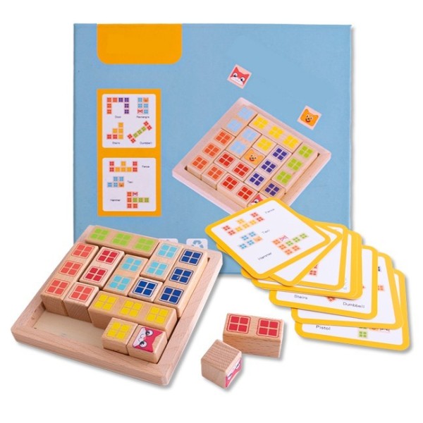 Juego de Tetris en Madera con Tarjetas
