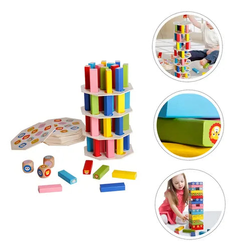 Jenga Animales con Dado y Fichas