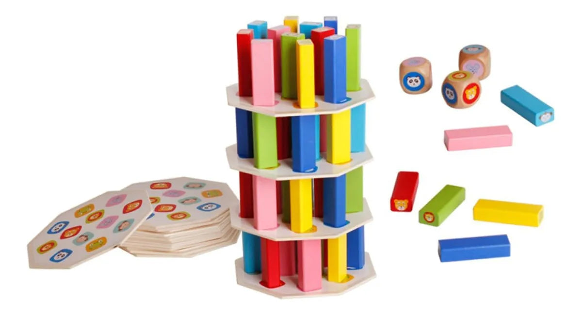 Jenga Animales con Dado y Fichas