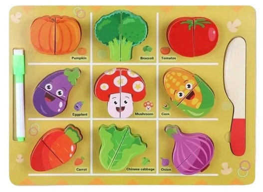 Tabla con Frutas y Verduras para Cortar